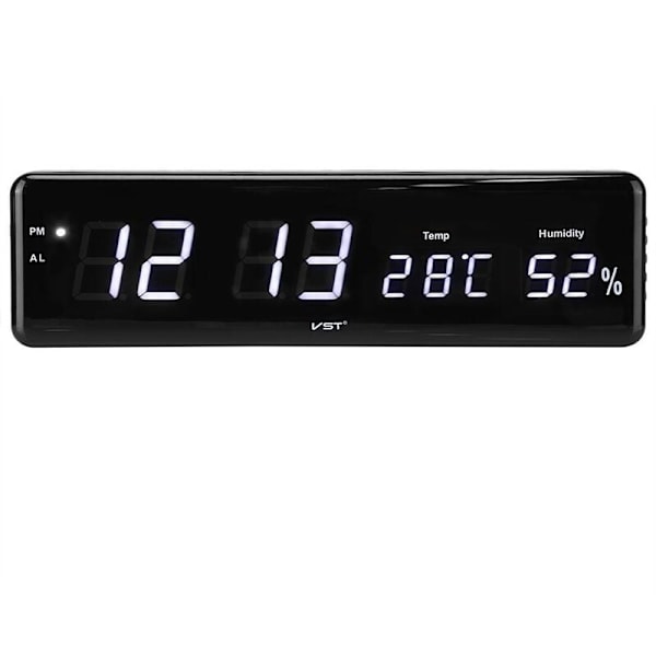 LED Digital Väggklocka Stor Skärm Elektronisk Sovrum med Termometer Hygrometer Skrivbordsklocka Bordsur Grön