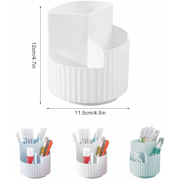 Bordpladearrangør Skrivebords Pennepot, 360° Roterende Penneholder, 2 stk Runde Penneholder, Pennecylinder, Blå (12  11 cm) HIASDFLS