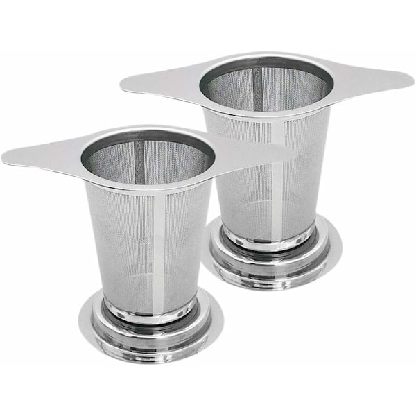 Rustfrit te-si i rustfrit stål, 2 stk. te-filter te-si med dobbelthåndtag og drypbakke kop te-si-Fei Yu