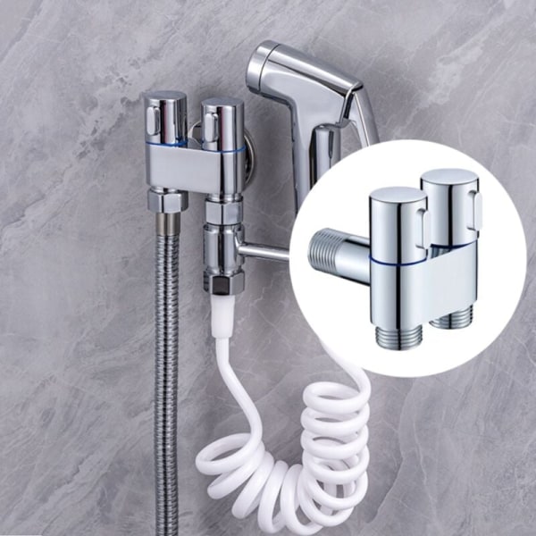 Mini Multifunktion Messing 1 i 2 Utlopp Dubbel Kontroll för Tvättmaskin Krom för Tvättmaskin och Toalett-C