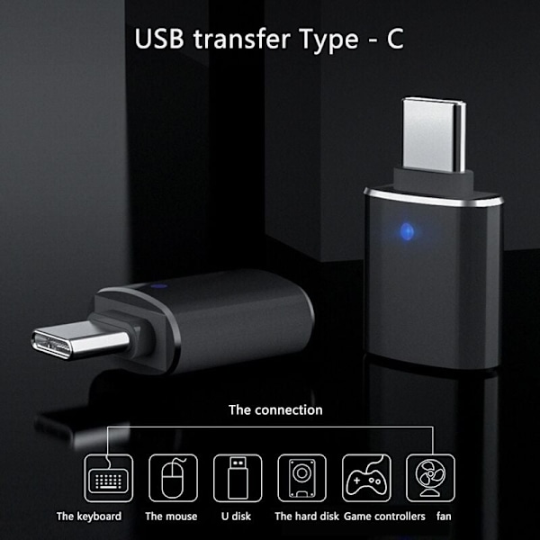 Sovitin, USB3.0 tyypin C -sovitin valolla , , ja muille tableteille (hopea)