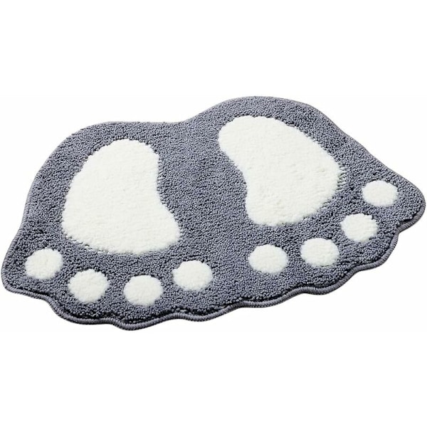 Skridsikker og absorberende bademåtte, stort fødder design, polyester, grå, 40 x 60 cm