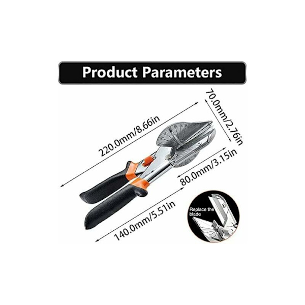 Vinkelklippare, Packningsskjuvar Multivinkelklippare Handverktyg 45°-135° Trunkingssaxar Trimmare för Klippning av PVC PPR PE-rör,Branc