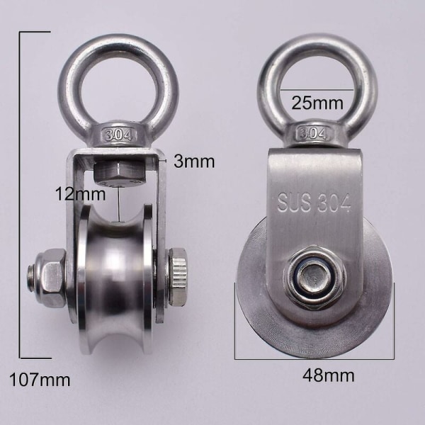 500 kg nostopyörä 2 laakerilla, vaijeripyörä, 48 mm hihnapyörä, 201 nostorengas, 48 ​​pyörää, U-ura