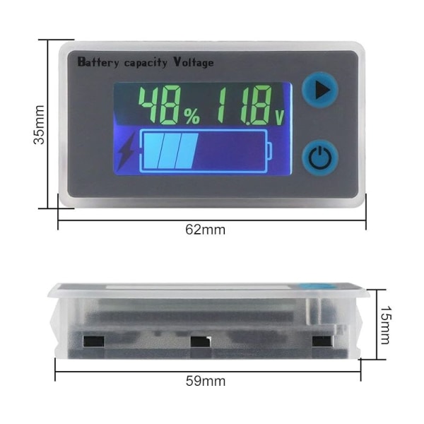 Rabatt, 10-100V Batterikapacitetsmonitor Programmerbar Spänningsbatterinivåmätare
