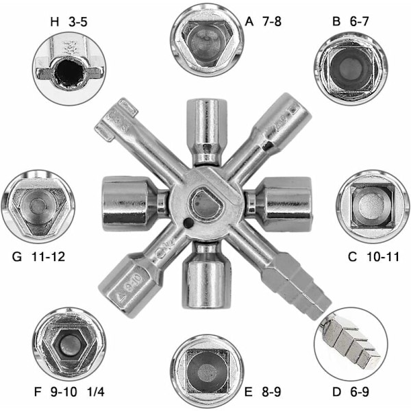 Languy 13-in-1 monitoiminen avain, monitoiminen avain kaasulle, sähköiselle vedelle, sähkömittarin kaapille, patterin ohjaukselle (hopea)