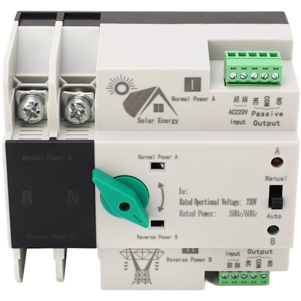 Automatisk dobbeltstrømsafbryder 2P Millisekundskift uden afbrydelse Generator omskifter AC230V (80A)