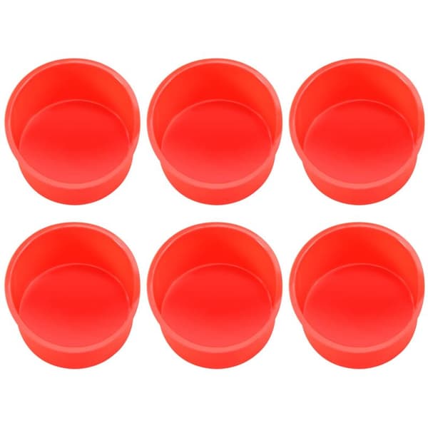 Mini silikone kageforme 4 tommer runde bageform non-stick silikone bageform genanvendelig bageform rød, sæt med 6