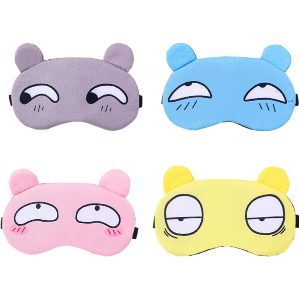 4-pack söta sovande ögonmasker, mjuka och fluffiga sovande ögonmasker