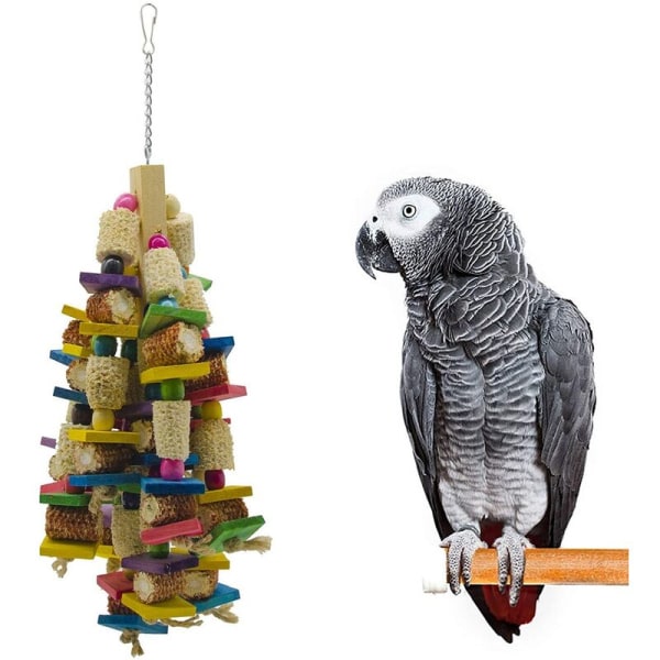 Medium Bird Parrot Chew Toy Naturlig Treleke Parrot Blokker Knuter Rivning Leke Fuglebur Bite Leke for Kakadue