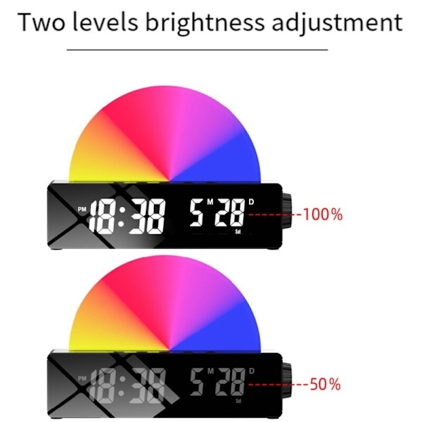 Soloppgang Lys, Vekkerklok, Vekke Lys, Daggry Simulator, Sol Sengbord Lampe, Farge Skiftende Lys for Soverom, Svart