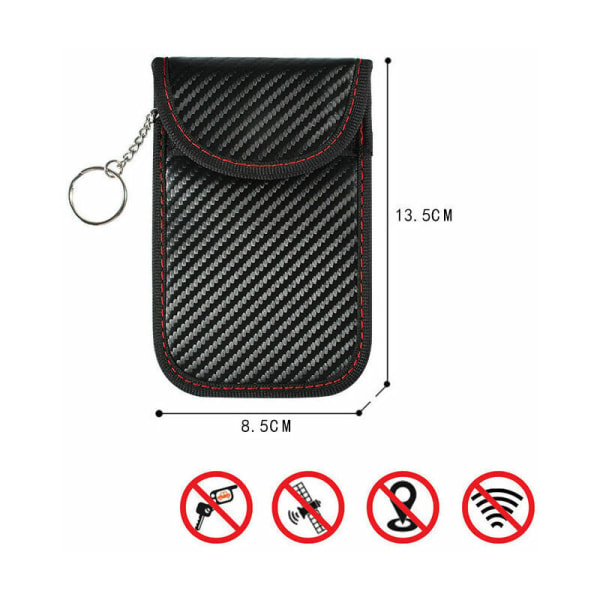 Anti RFID bilnøgletaske Signalblokerende Faraday-posetaske, sæt med 2 RFID-signalblokeringsposer til bilnøgle, Anti RFID-beskyttelsesetui i Carbon Fib