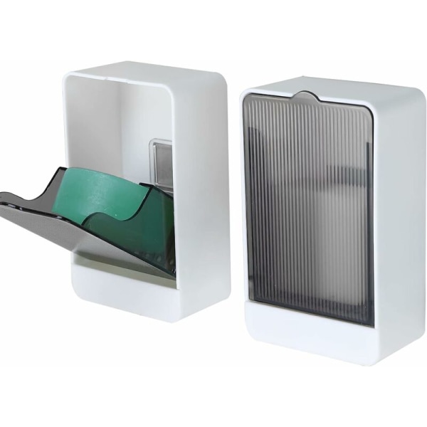 Stångformad tvålkopp, 2 st självdränerande tvålbehållare med lock, väggmonterad tvållåda för handfat i badrummet, vattentät-vit
