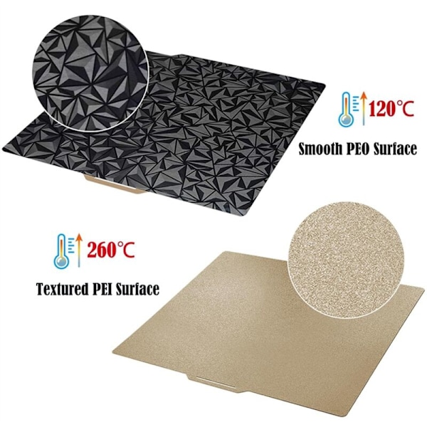 PEO PEI Byggeplade til Bambu-Lab 3D-printer X1/X1C/X1E/P1P/P1S/A1, Fjederstål + Dobbeltsidet 257 X mm
