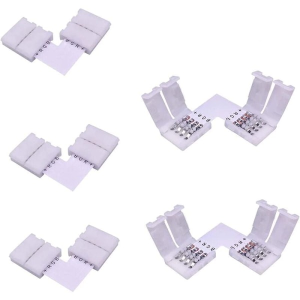 5 kpl 5050 RGB LED-nauha L-liitin/liitin LED-nauha kulmaliitin 4-nastainen oikea kulma liitin SMD 5050 RGB LED-nauhalle 10mm leveä