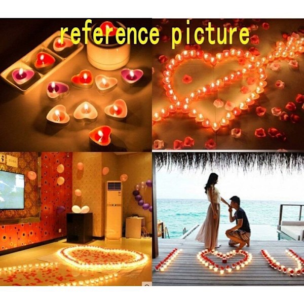 100 x Kjærlighetslys Romantiske Lys Røykløse Telys for Borddekorasjon Bryllup Valentinsdag Bursdag Halloween Jul