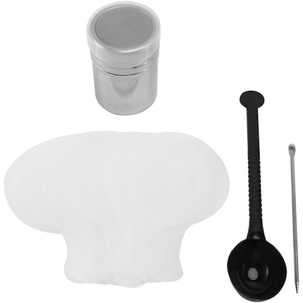 Kaffekoppuccino-stenciler, pulversockerskakare, mjölkskakare, kaffeaccessoarer, för att göra kaffekoppuccinotårtor