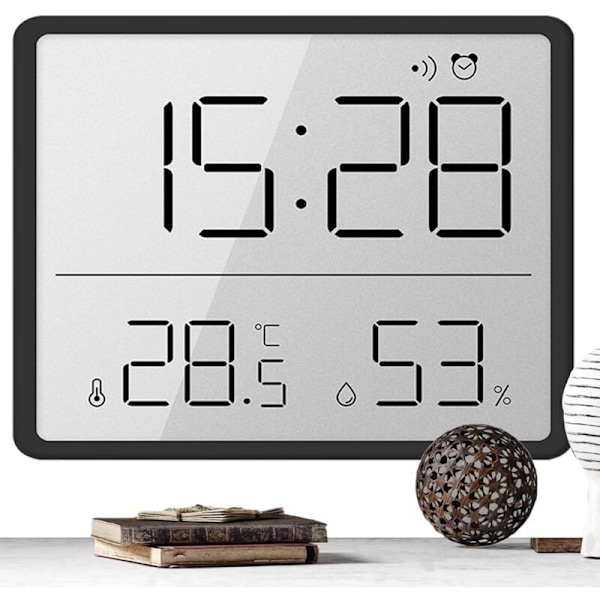 LCD-skärm Digital Hygrometer, Rumstemperatur Fuktighetsmätare, Klar Skärm Klocka, Inomhus Fuktighetsmätare, Fuktighetsmätare