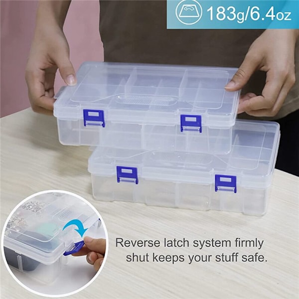 Fiskeutstyrsboks Oppbevaringsboks 2 Rom Transparent Oppbevaringsboks Oppbevaringsbeholder med Skillevegger
