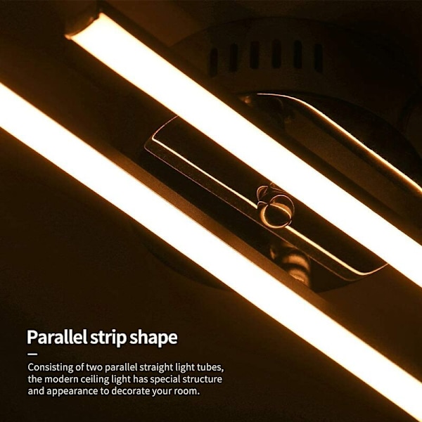 LED Taklampe, Moderne Parallell Stripe Design Taklampe med 2 Stykker Parallell Stripe Lys for Stue Soverom Spisestue
