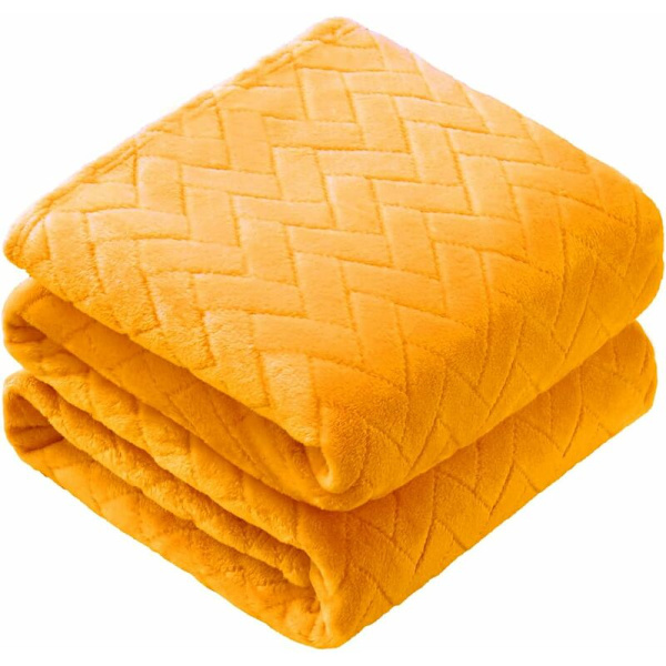 Plush-fleece-peitto, Queen-kokoinen sohvapeitto, Pehmeä ja pörröinen sohvan koristepeitto - Mukava ja kevyt, Keltainen, 127 x 152 cm