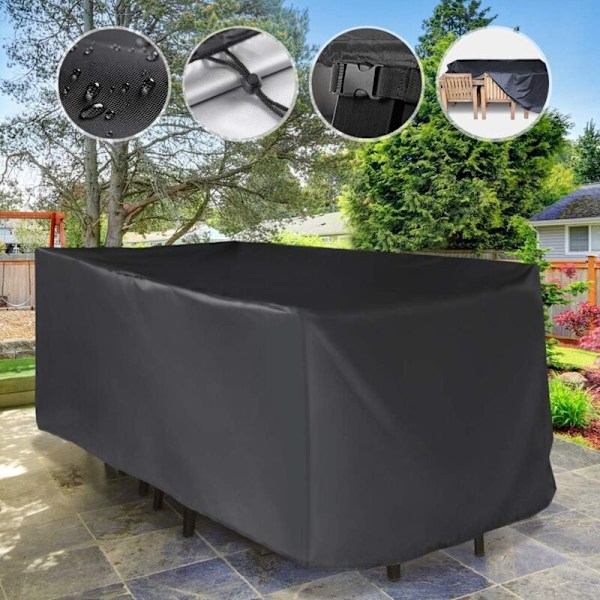 Havemøbelovertræk 213 x 131 x 74cm 210D Oxford Beskyttelsesovertræk Bordovertræk Vandafvisende Vindbestandig Regn UV Tåre