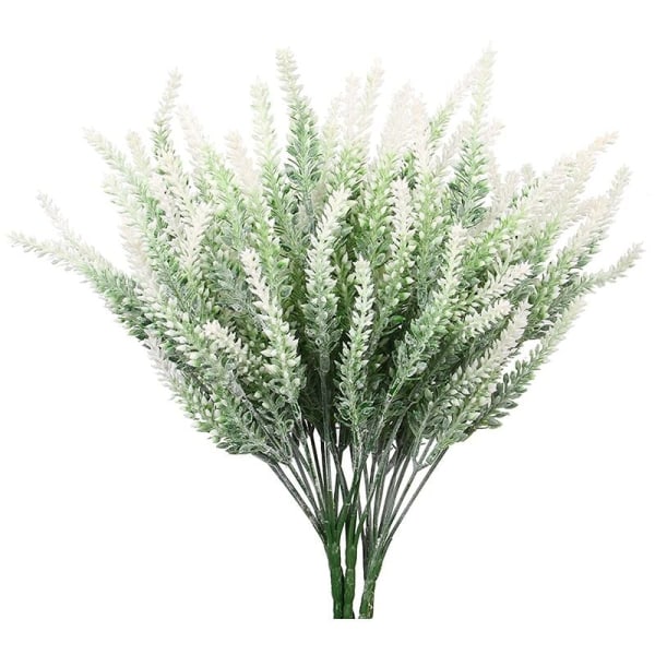 10 Pcs Artificial Flowers Flocked Lavender Bundle Fake Plants Wedding Bridal Bouquet Kitchen Table Decor White