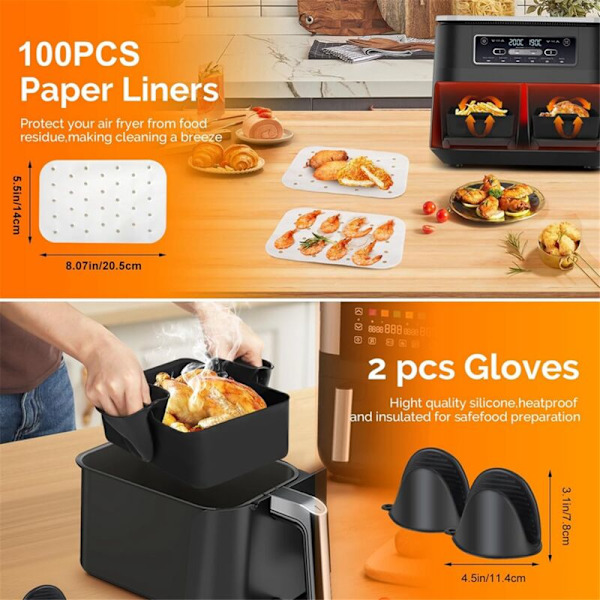 Silikonform för Airfryer, Airfryer-tillbehör för Ninja Dual AF300UK AF400UK Återanvändbara Airfryer-ställ