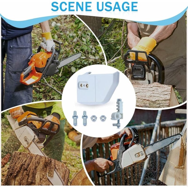 Ketjupyörän suojus ja ketjunkiristin STIHL-moottorisahaan MS170 MS180 017 018 MS210 MS230 MS250 021 023 025, ketjusuoja + kiristin + pultti ja mutteri 6 tuumaa
