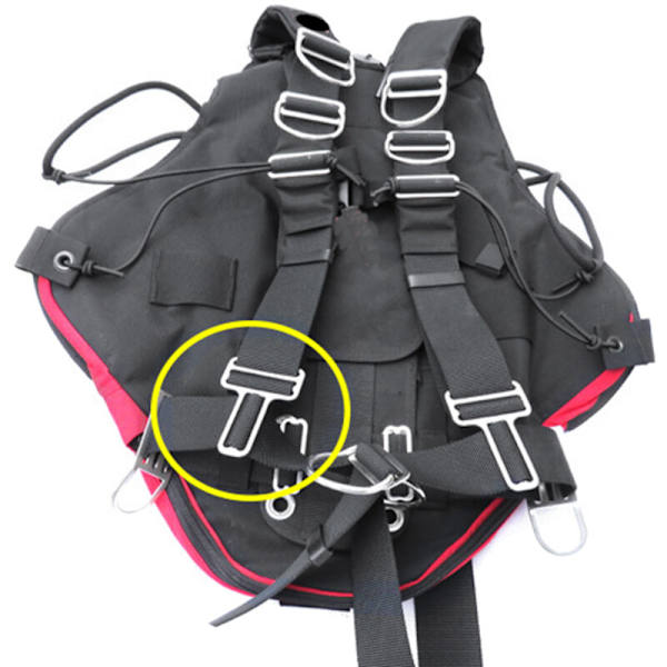 Rustfrit stål Scuba Diving Side Strap Strap Holder Egnet til 5cm Strap Holdbar BCD Tilbehør-Style 3