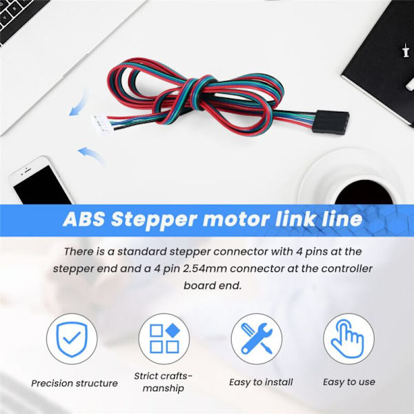 Forlenget Nema 17 Stepper Motor Kabel 1M Lang 4 6 Pins 3D-skriver