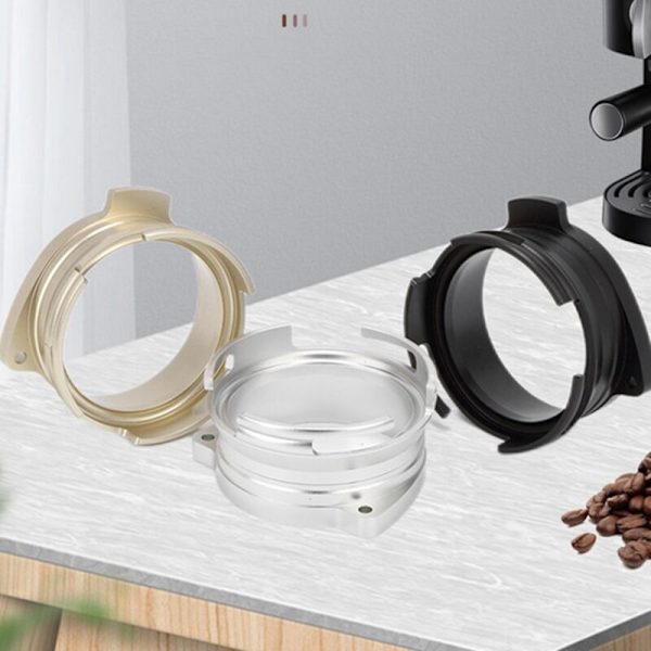 Aluminium Kaffeepulver Dosierring 54MM Kaffeerotationsschleife für Kaffeemaschinen Rotierender Pulerring (Schwarz)