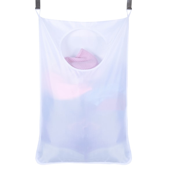 Hængende vasketøjskurvpose med 2 kroge til opbevaring af snavset tøj White