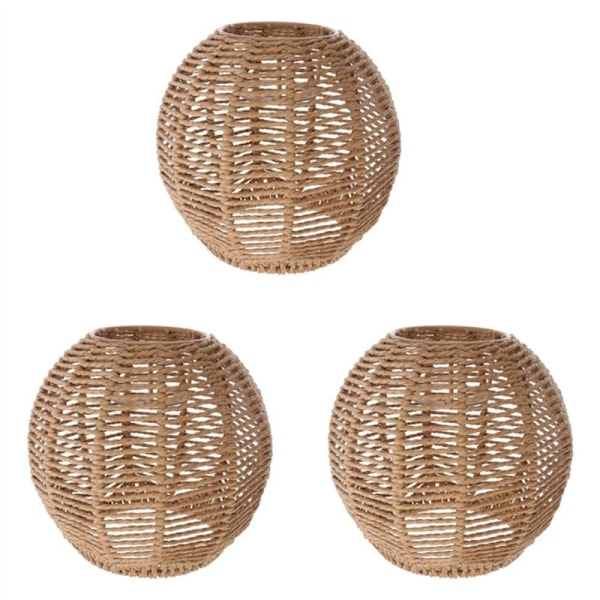 3X Belysning Rotting Lamphuvud Handvävd Krona Retro Lampskärm Hem Lampskärm Dekorativ Krona