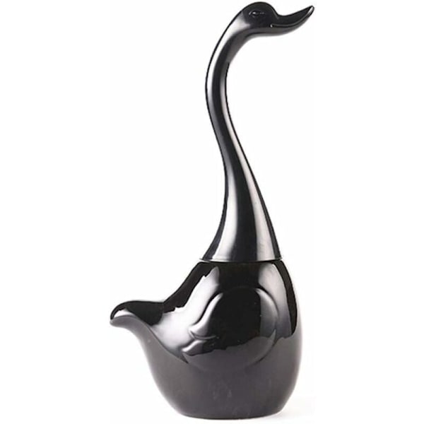 Svanformet toiletsæt, toiletskål design toiletskålholder og holder, til badeværelse (sort)