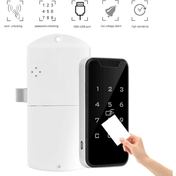 Kode Lås, Smart Digital RFID Adgangskode Lås Touch Keypad Zink Legering Nøgleløs Lås til Skab Elektronisk Sikkerhedslås, Skuffe, Skab, F