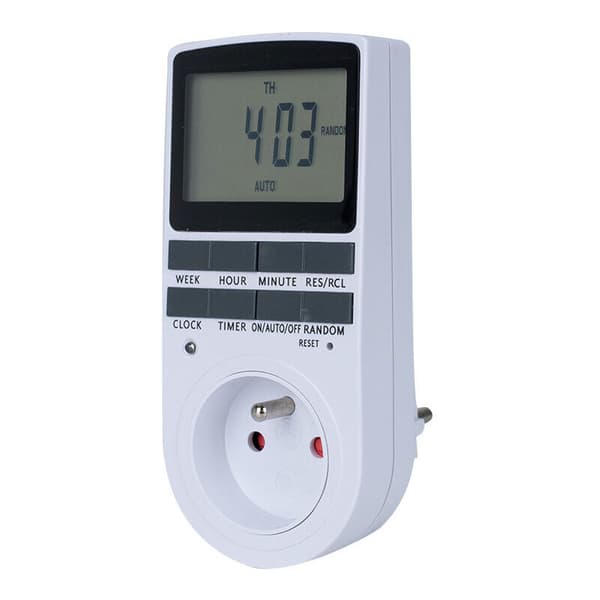 Digital programmerbar stikkontakt, daglig/ukentlig digital timer, elektrisk stikkontaktprogrammerer med LCD-skjerm og anti-tyveri tilfeldig modus, energisparing, 16