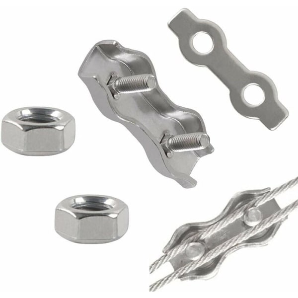 Kabelbindare, 3mm Stålkabelbindare 12 st Duplex Kabelbindare Kabelklämma 304 Rostfritt Stål Kabelklämma,Kabelgrepp för 2mm Trådkablar Kabelklämma Klädstreck