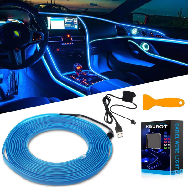 USB Neon Wire Blue 5M/16Ft LED Interiörljusremsa