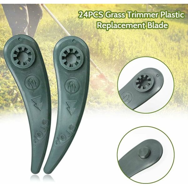 24 stk. reservedeler til gressklipperkniver, Bosch Edger-blad for Bosch Durablade Art 23-18 LI Art 26-18 LI Gresstrimmer, grønn
