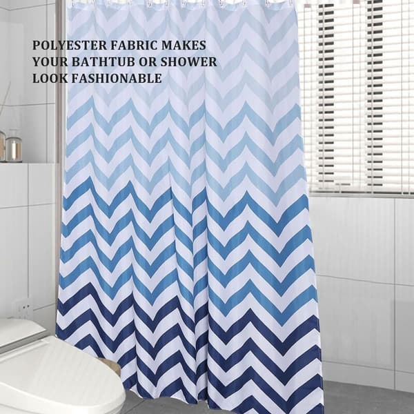 Tjockad vattentät polyester canvas geometrisk randig gradienttryck badrumsskåp inklusive 12 plastkrokar