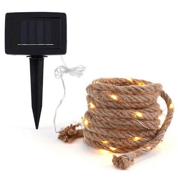 Utomhus String Lights - 5m Hemp CorLight med 8 funktioner - Iögonfallande Dekorativa Solcellslampor för Jul Bröllop Pool