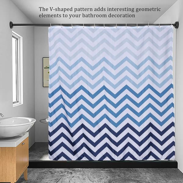 Tjockad vattentät polyester canvas geometrisk randig gradienttryck badrumsskåp inklusive 12 plastkrokar