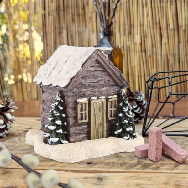 Log Cabin Snowy Winter Incense Cone Burner, Christmas Cabin Incense Burner, Log Cabin Incense Burner, Room Incense