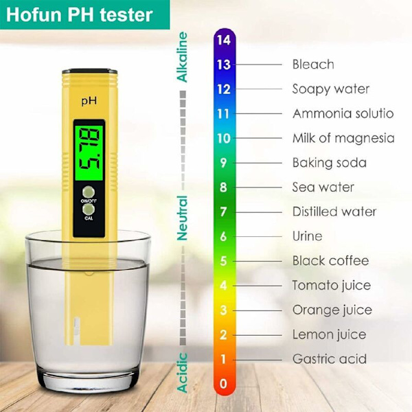 Digital PH-mätare pH-testare, Professionell PH-penna, Hög noggrannhet 0,01 PH, Mätintervall 0-14 PH, Vatten PH-testare Idealisk för hemmadrickande, simning P