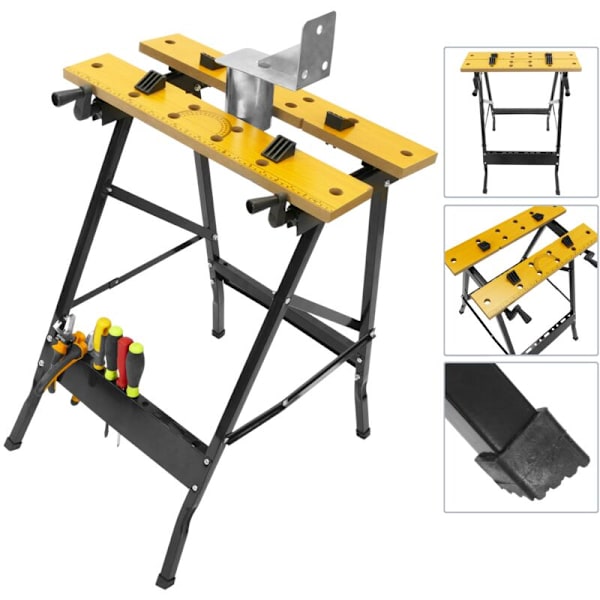 Foldbart arbejdsbord med skruestik. Foldbart bord til gør-det-selv. 100 kg