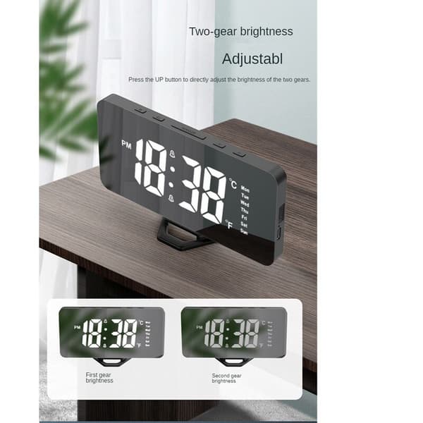 LED Digital Projektionsväckarklocka Elektronisk Bordsväckarklocka Tidsprojektor Sovrum Sängbordsur Vit
