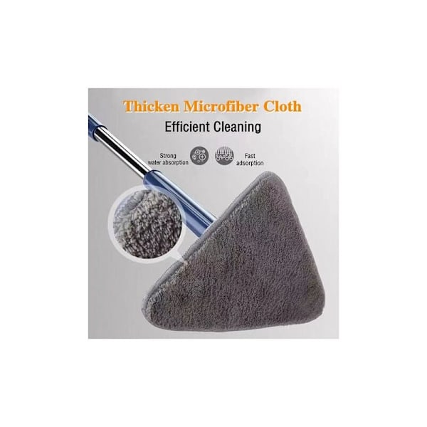 360° Justerbar Rotations Triangel, Teleskopisk Rengöringsmopp med Automatisk Vattenskrapa Funktion 2 Mikrofiber Rengöringsdukar Utökningsbar Mopp (Blå