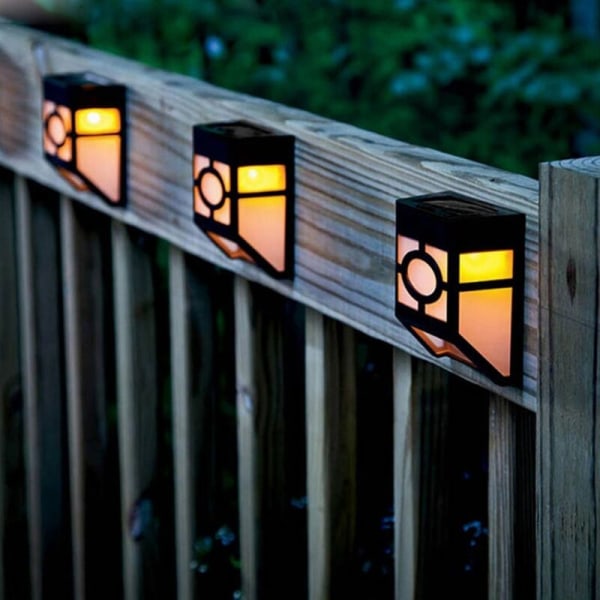 4 stk LED-veggmontert solcellelys utendørs vegglamper vanntett vegglampe for utendørs inngangsdør patio gjer A