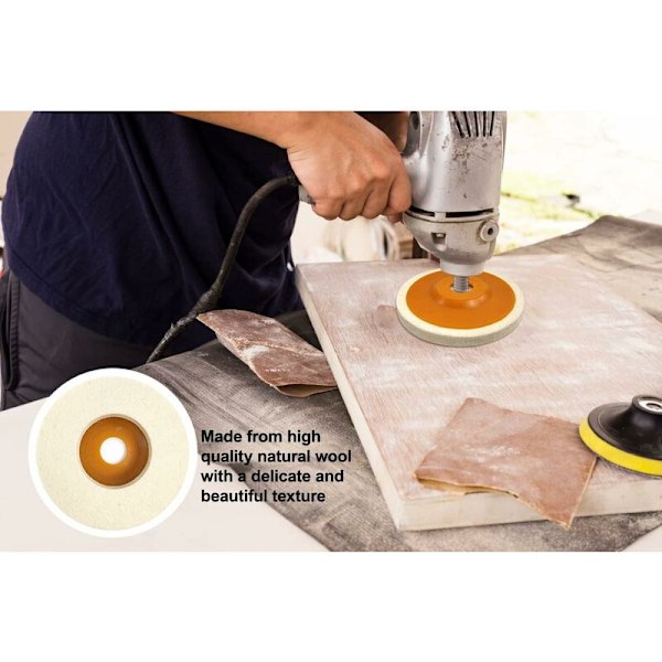 4 stk. 125mm Slibeskiver, Poleringsskiver til Vinkelsliber med 22mm Borehul, Uldfilt Poleringsskiver til Polering af Glas, Keramik, Plastik
